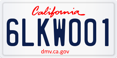 CA license plate 6LKW001