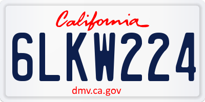 CA license plate 6LKW224