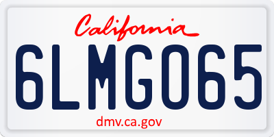 CA license plate 6LMGO65