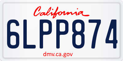 CA license plate 6LPP874