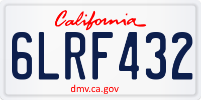 CA license plate 6LRF432