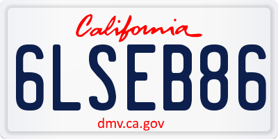 CA license plate 6LSEB86