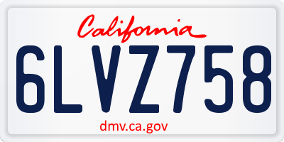 CA license plate 6LVZ758