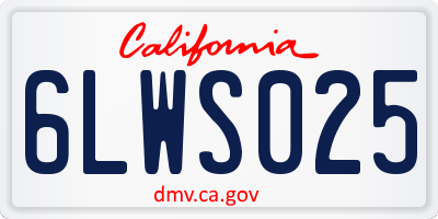CA license plate 6LWS025