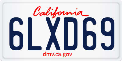 CA license plate 6LXD69