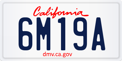 CA license plate 6M19A