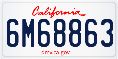 CA license plate 6M68863