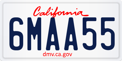 CA license plate 6MAA55