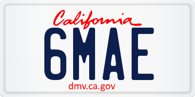 CA license plate 6MAE