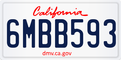 CA license plate 6MBB593
