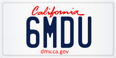 CA license plate 6MDU