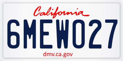 CA license plate 6MEWO27