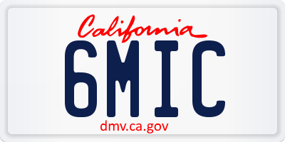 CA license plate 6MIC