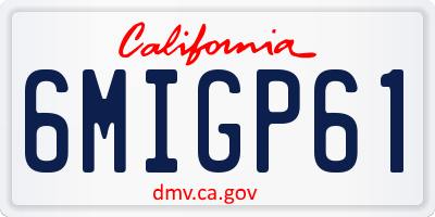 CA license plate 6MIGP61