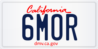 CA license plate 6MOR