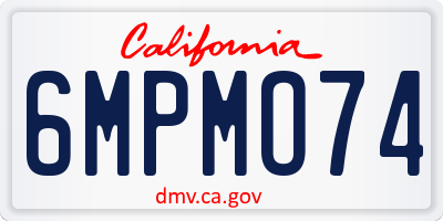 CA license plate 6MPMO74