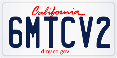 CA license plate 6MTCV2