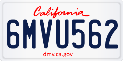 CA license plate 6MVU562