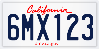 CA license plate 6MX123