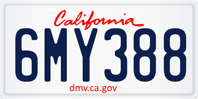 CA license plate 6MY388