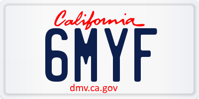 CA license plate 6MYF