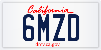 CA license plate 6MZD