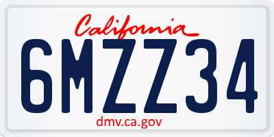 CA license plate 6MZZ34