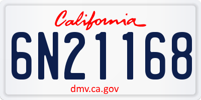 CA license plate 6N21168