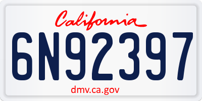 CA license plate 6N92397