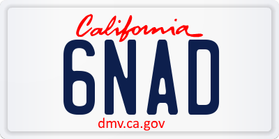 CA license plate 6NAD