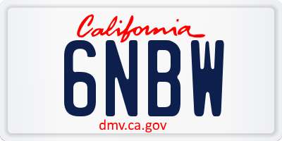 CA license plate 6NBW