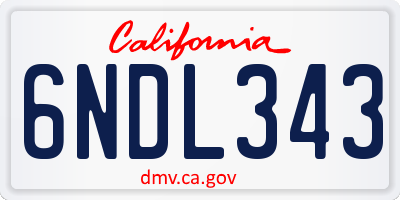 CA license plate 6NDL343