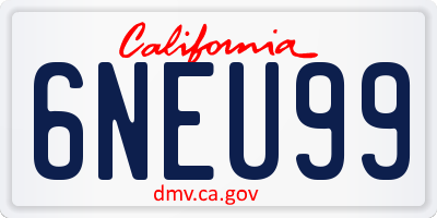 CA license plate 6NEU99