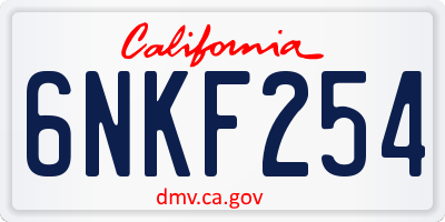CA license plate 6NKF254