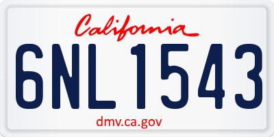 CA license plate 6NL1543