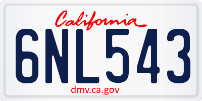 CA license plate 6NL543