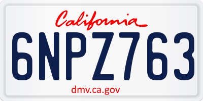 CA license plate 6NPZ763