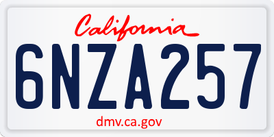 CA license plate 6NZA257