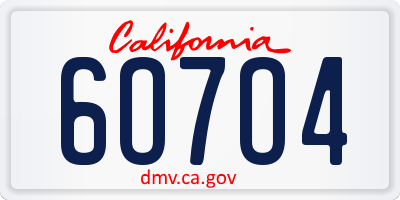 CA license plate 6O7O4