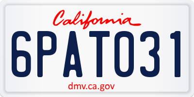 CA license plate 6PAT031
