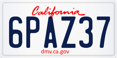 CA license plate 6PAZ37