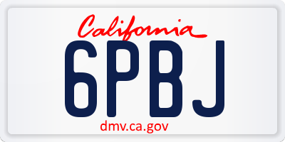 CA license plate 6PBJ