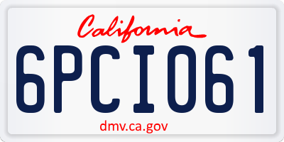 CA license plate 6PCI061