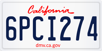 CA license plate 6PCI274