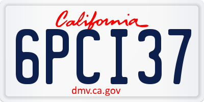 CA license plate 6PCI37