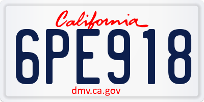 CA license plate 6PE918