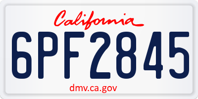 CA license plate 6PF2845