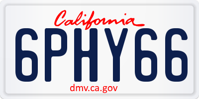 CA license plate 6PHY66