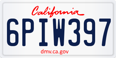 CA license plate 6PIW397