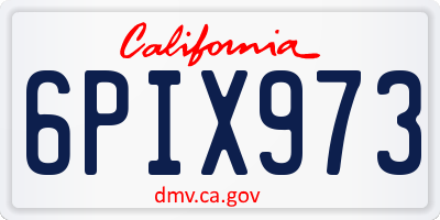 CA license plate 6PIX973